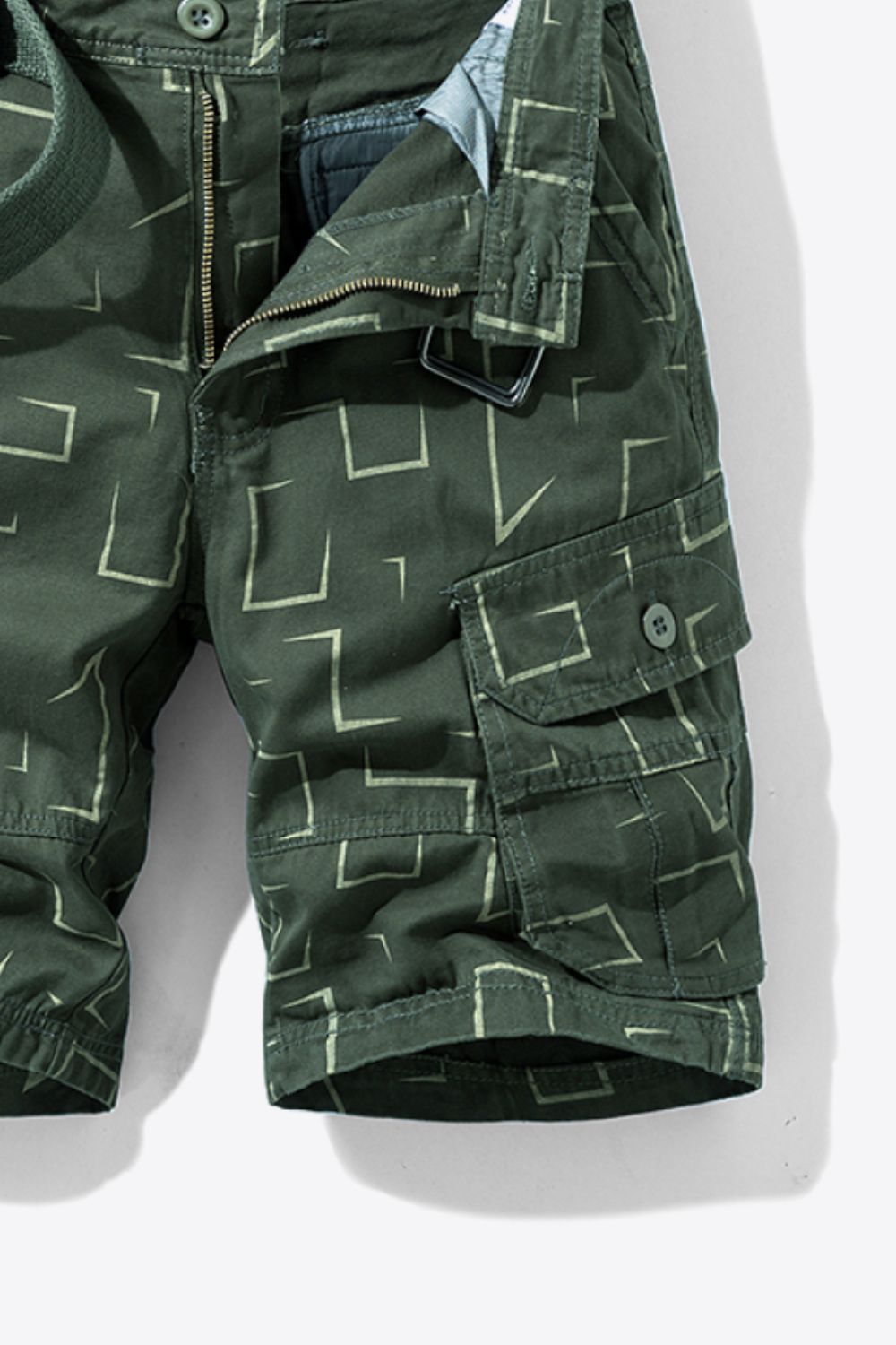 Printed Belted Cargo Shorts