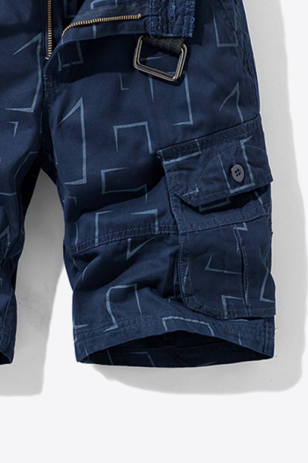 Printed Belted Cargo Shorts