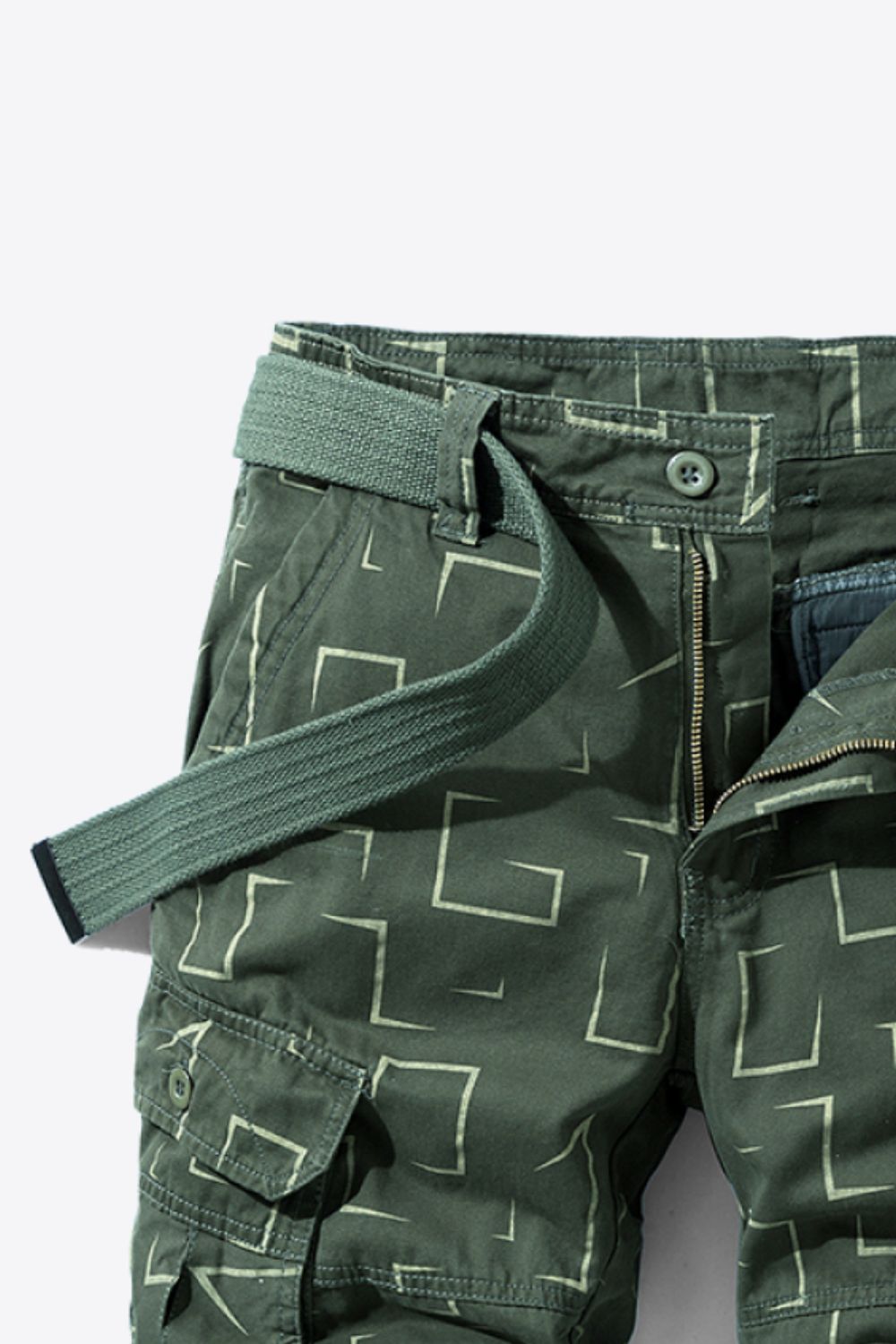 Printed Belted Cargo Shorts