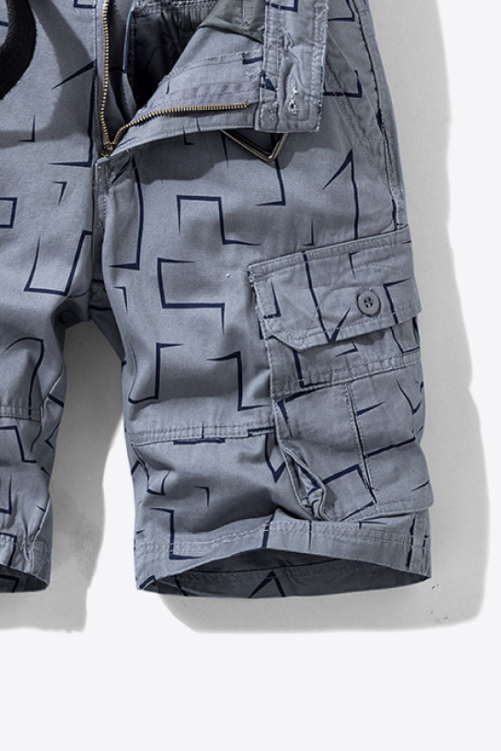 Printed Belted Cargo Shorts