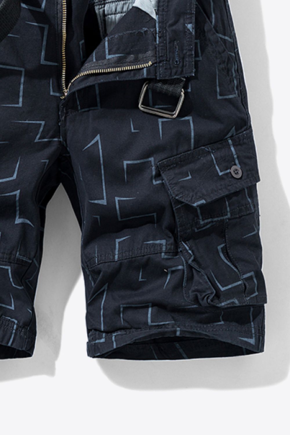 Printed Belted Cargo Shorts