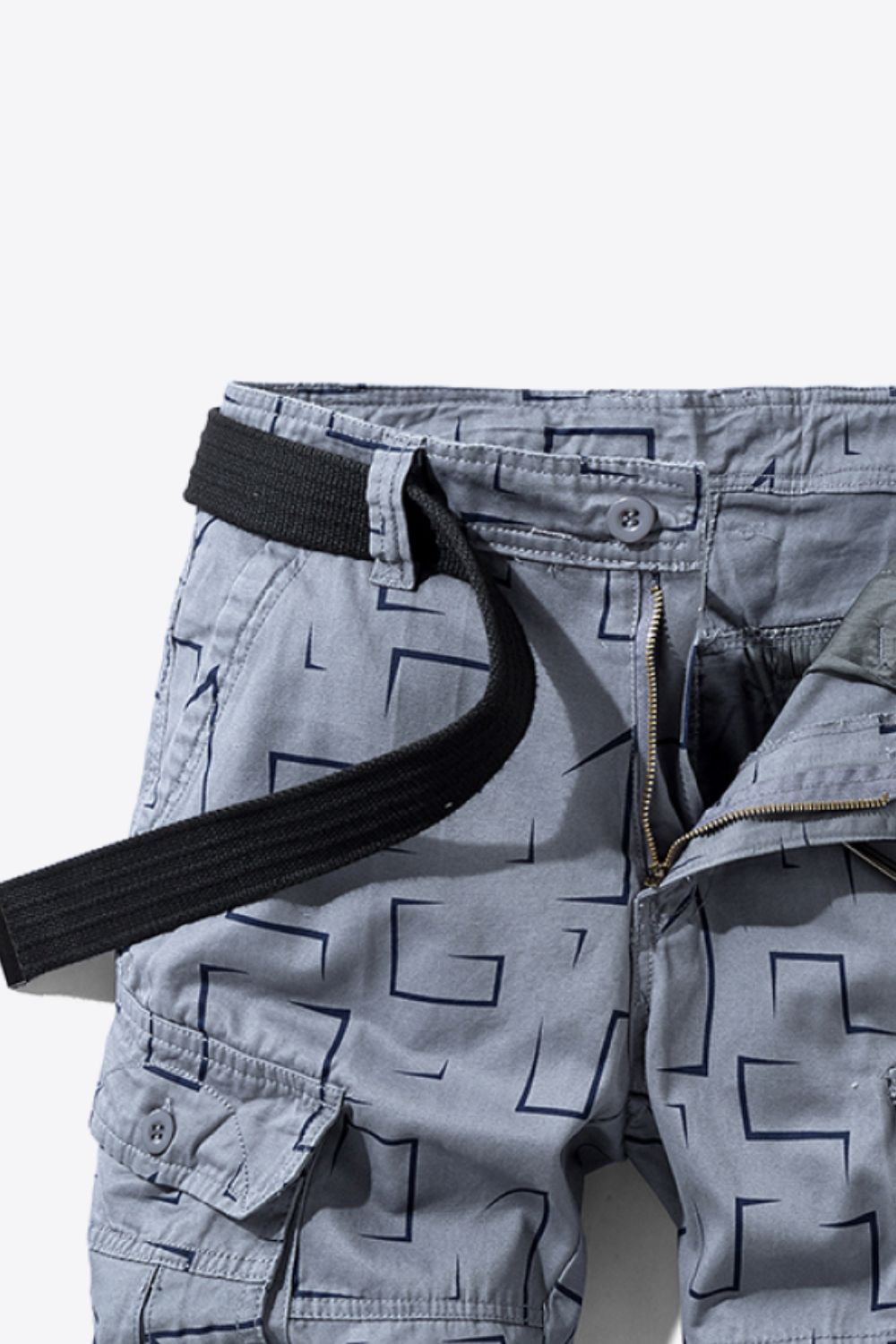 Printed Belted Cargo Shorts